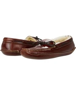L.L.Bean Leather Double-Sole Slippers Shearling Lined