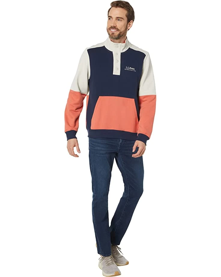 L.L.Bean Hoodies & Sweatshirts 1912 Sweatshirt Button Mock Color-Block - Image 4