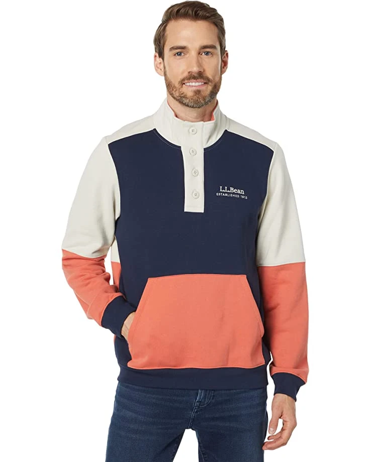 L.L.Bean Hoodies & Sweatshirts 1912 Sweatshirt Button Mock Color-Block