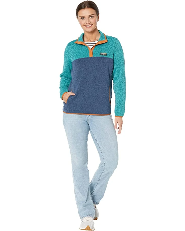 L.L.Bean Coats & Outerwear Petite Sweater Fleece Pullover Color-Block - Image 4
