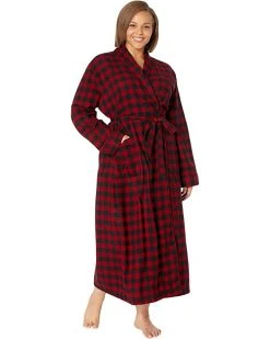 L.L.Bean Sleepwear Plus Size Scotch Plaid Flannel Robe Unlined Plaid