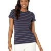 L.L.Bean Shirts & Tops Soft Stretch Supima Tee Crew Neck Striped Short Sleeve