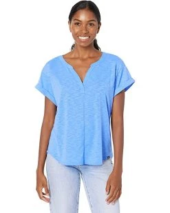 L.L.Bean Shirts & Tops Petite Streamside Tee Split-Neck Short Sleeve