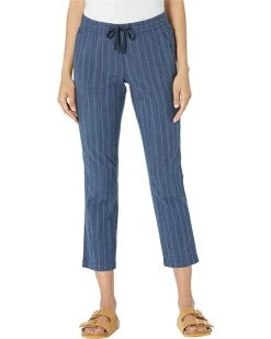 L.L.Bean Lakewashed Chino Pull-On Chambray Stripe Pants Ankle