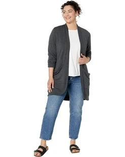 L.L.Bean Sweaters Plus Size SoftFlex Long Open Cardigan