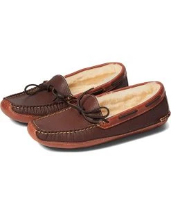 L.L.Bean Slippers Bison Double Sole Slipper Shearling Lined
