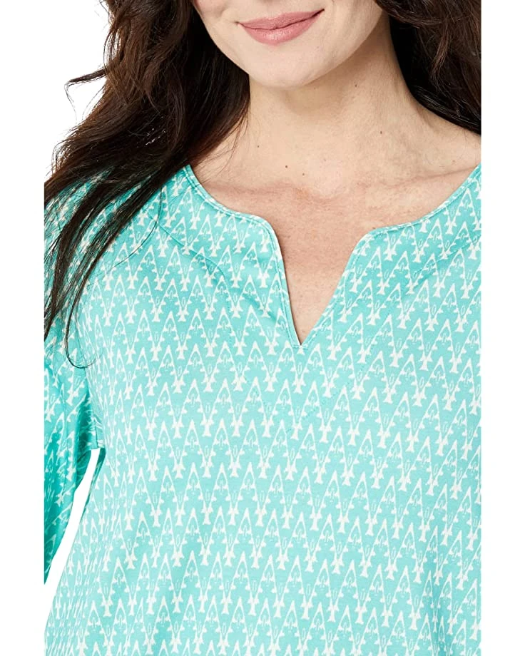 L.L.Bean Shirts & Tops Pima Tops Split-Neck Tunic 3/4 Sleeve Print - Image 3