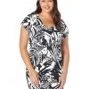 L.L.Bean Swimwear Plus Size Sunsmart UPF 50+ Cover-Up Dress Print