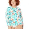 L.L.Bean Swimwear Plus Size Sunsmart UPF 50+ Sun Shirt Print