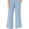 L.L.Bean Petite Lakewashed Pull-On Chambray Wide Leg Pants