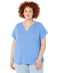 L.L.Bean Shirts & Tops Plus Size Streamside Tee Split-Neck Short Sleeve