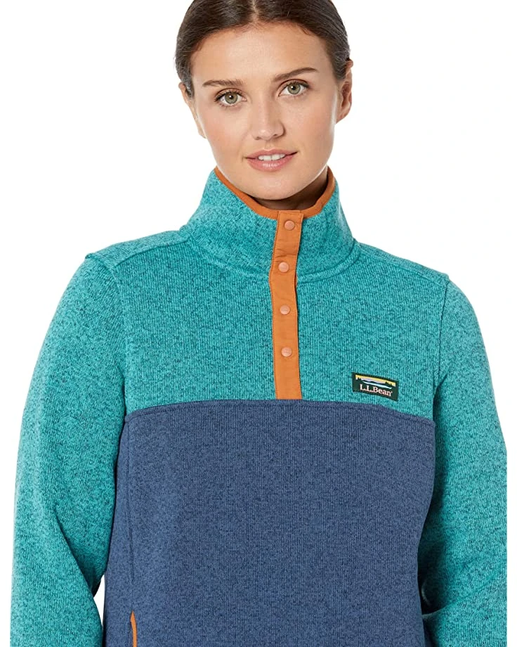 L.L.Bean Coats & Outerwear Petite Sweater Fleece Pullover Color-Block - Image 3